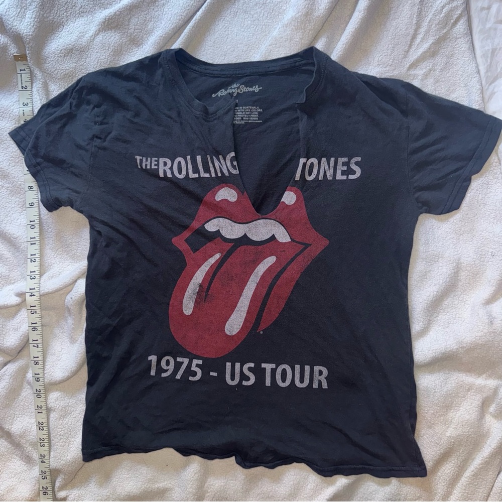 Rolling Stones Distressed Band Tee Size Medium DIY Cut Style Graphic Shirt